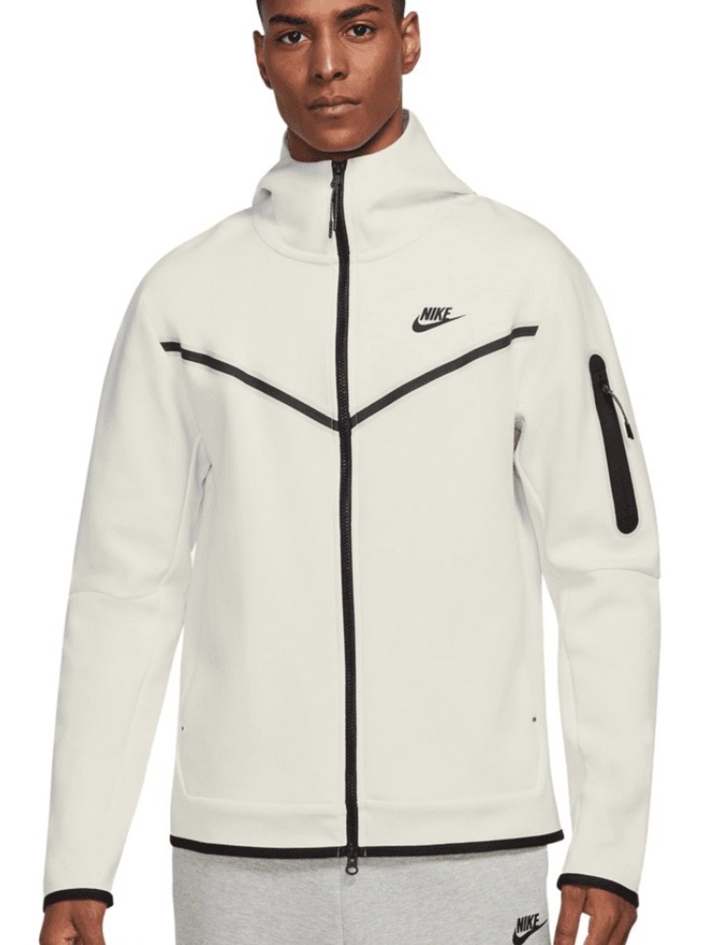 Nike White Lightweight Full-Zip Jacket with Black Trim
